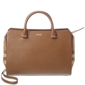 Sale ends 3/20 Burberry Brown Leather Tote with Brass Hardware